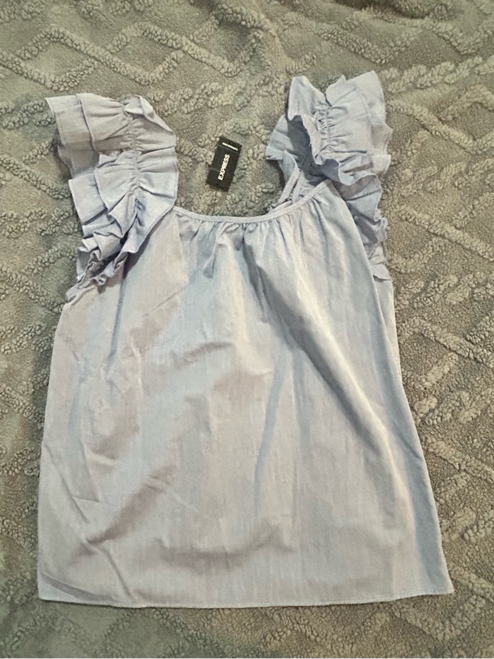 Express Light Blue Ruffle Sleeve Camisole